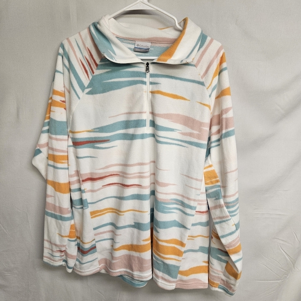 Columbia Women's NWT Fleece Pullover 1/2 Zip Glacial IV Size 1X Blue White
